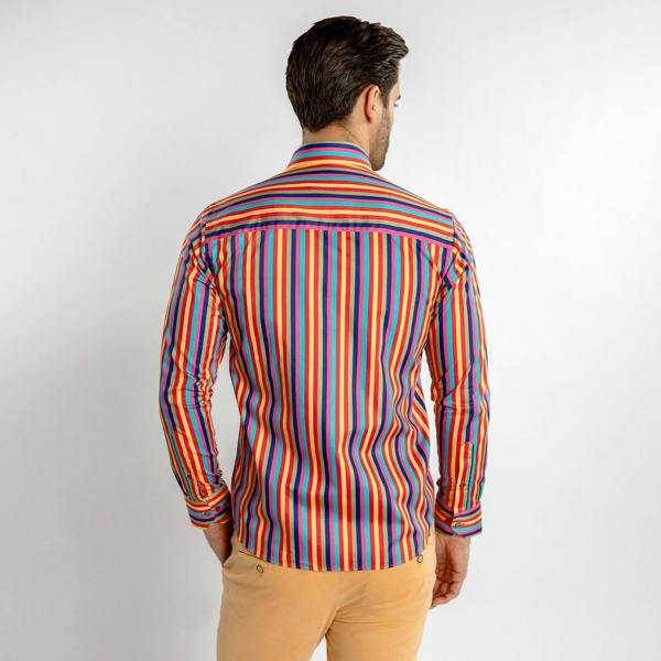 STRIPE MULTICOLOR PRINT SHIRT - Premium Men's Patterned Shirt by Claudio Lugli | Bold Design, Tailored Fit, Best Printed Shirts