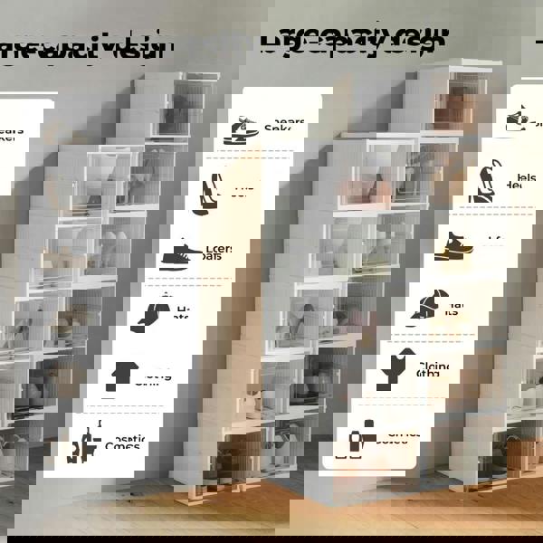 Levede Shoe Box Foldable Home Shoe Shelf Ventilated Storage Organizer 6 Pcs