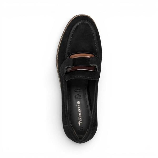 Tamaris Women's Black Suede Leather Loafer Casual Shoes - 24722-43