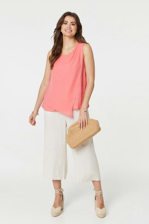 Pink | Asymmetric Pleat Front Blouse Top