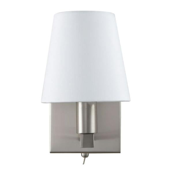 Sleek Bedside Wall Light in Satin Nickel with Toggle Switch and Shade Image 5