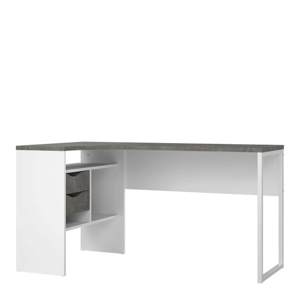 Wyld Haus Billabong White and Grey Wood Corner Desk 2 Drawers