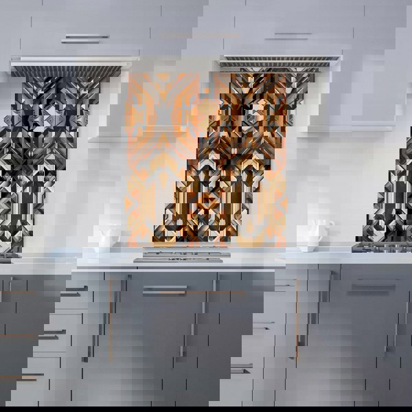 Warren Reed - Designer Black And Brown Intricate Pattern Kitchen Splashback