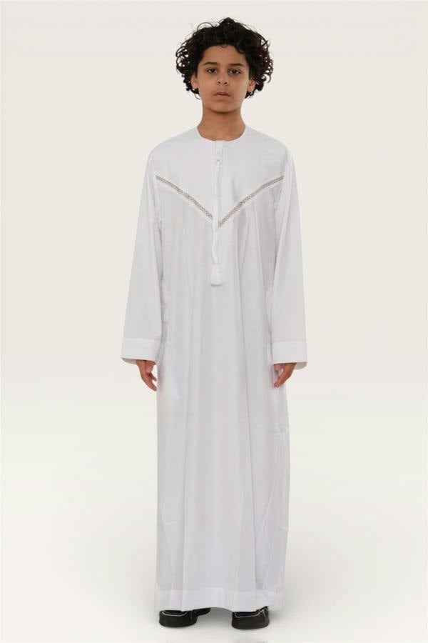 Infinity Leather Kids Boys Moroccan Embroidered Djellaba Islamic Jubba Robe Tassel Ramadan Thobe