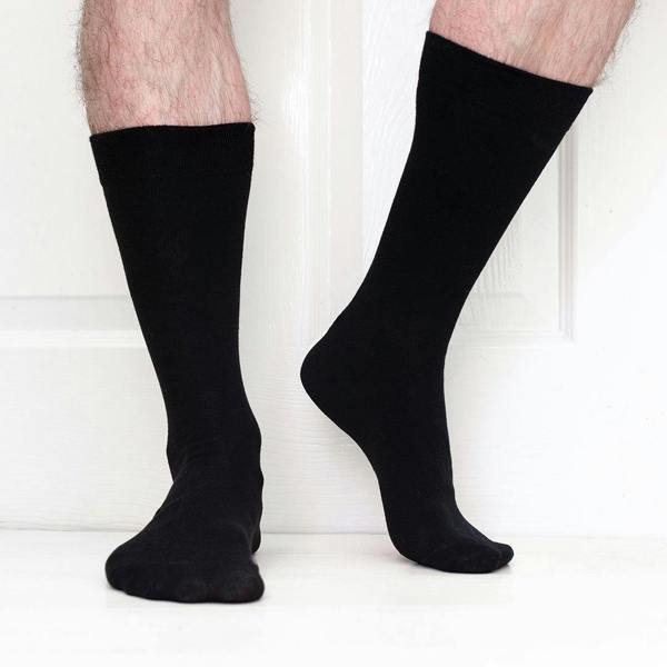Jemsox 5 Pack - Men’s Luxury Black Plain Colour Organic Cotton Comfort Welt Socks – UK 6-9