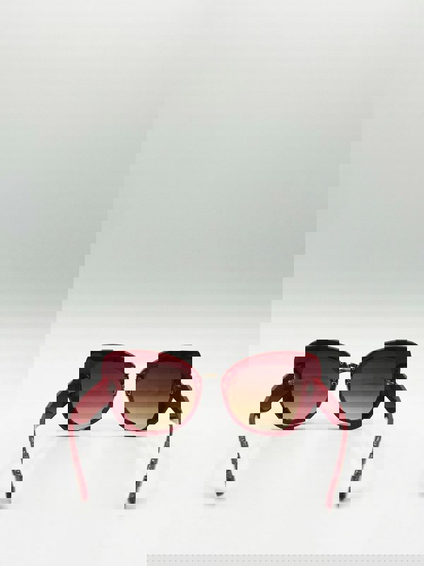 SVNX Oversized Cat-Eye Sunglasses in Brown Red