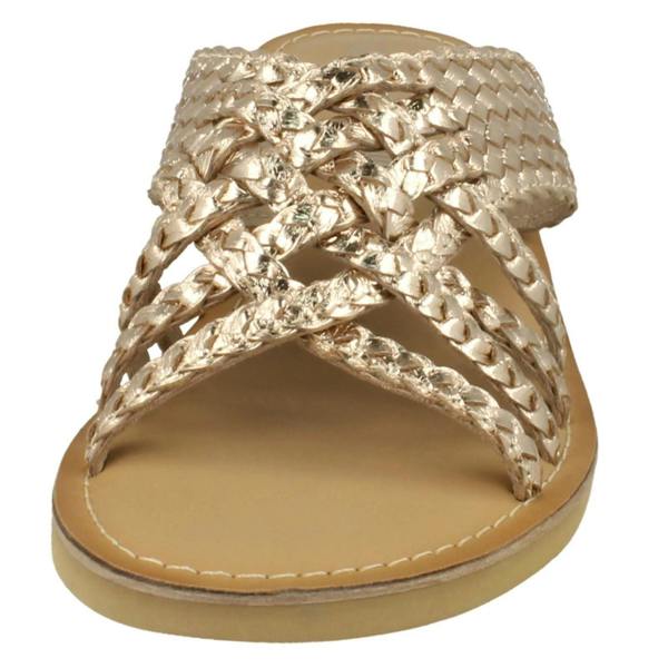 Leather Collection Ladies Leather Collection Low Wedge Braided X Stap Mules