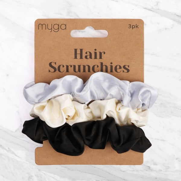 Myga Premium Soft Hair Scrunchies – Pack of 3