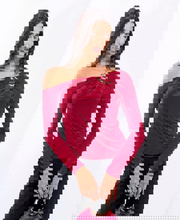 Needs No Label Burgundy Jersey Hardware Top