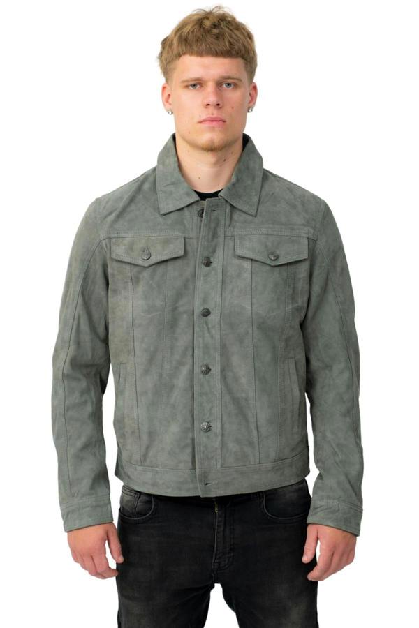Infinity Leather Mens Goat Suede Leather Jeans Jacket-Adelaide