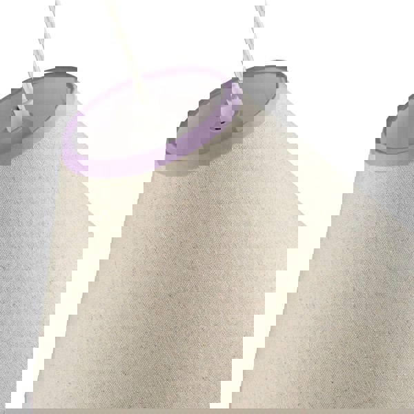 Scallop Edge Natural Textured Linen Coolie Lamp Shade with Lilac Trims Image 4