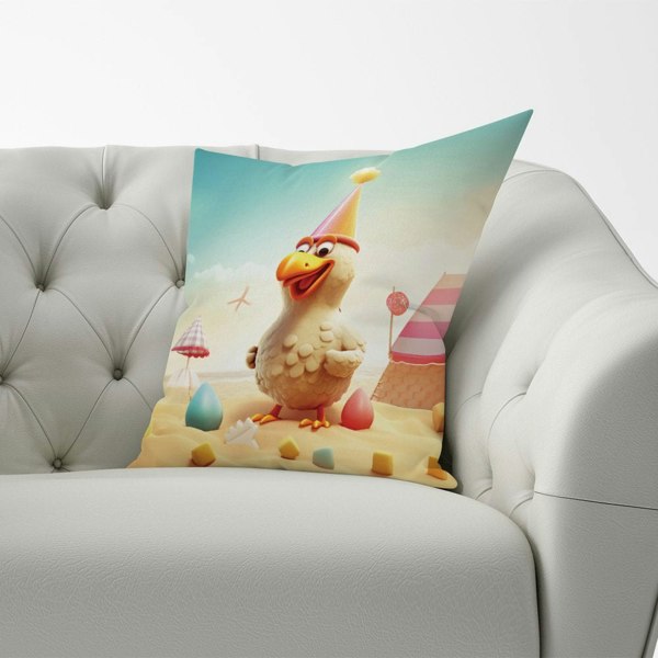 Warren Reed Funky Chicken On A Beach Holiday Cushions