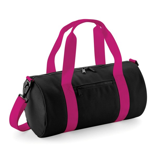 Bagbase Mini Barrel Bag - Black/Fuchsia