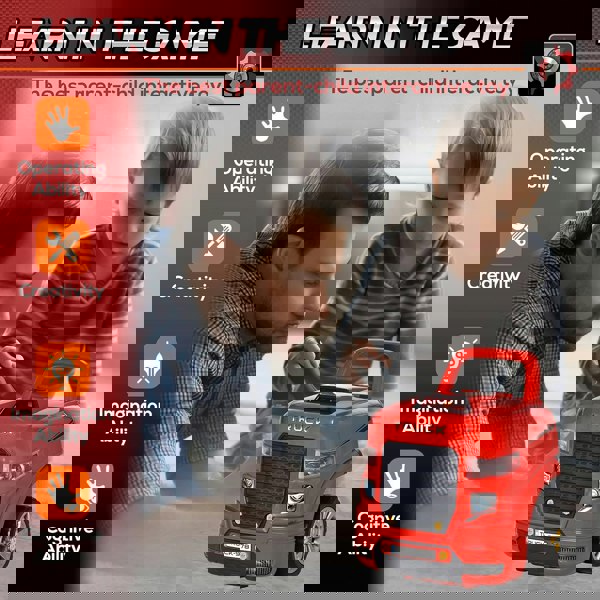 deAO Toys Role-Play Mechanic Toy Truck – Disassemble & Build with Remote, Sound & Light, Red, Educational Gift for Children Ages 3–6