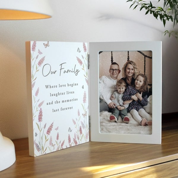 Personalised Memento Company Personalised Floral Wooden Hinged 6x4 Photo Frame