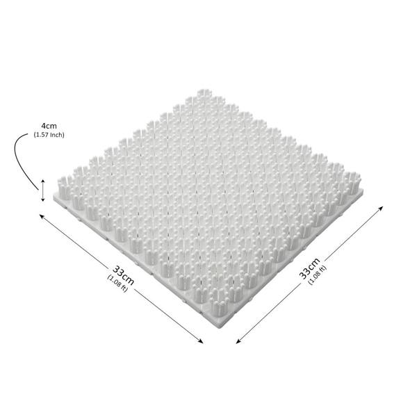 A ski mat with dimensions labelled on a white background