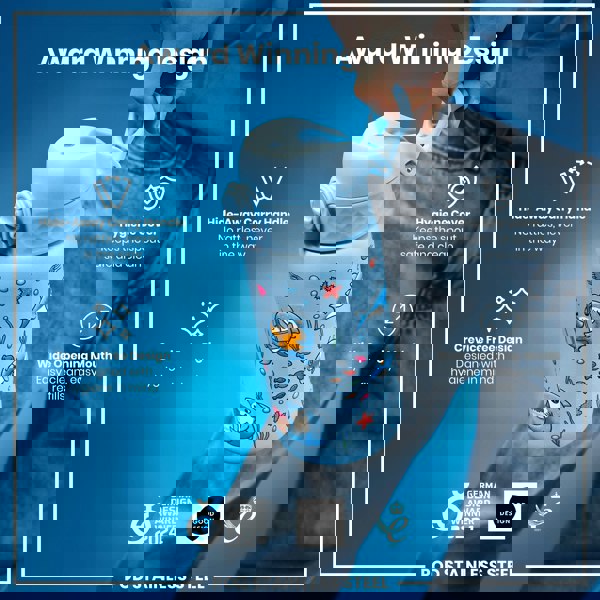 ION8 Leak Proof Kids Water Bottle, Stainless Steel, Sharks, 400ml (13oz)