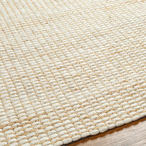 Livabliss Priya-Hand Woven Off-White Tan Jute Wool Modern High Pile Rug