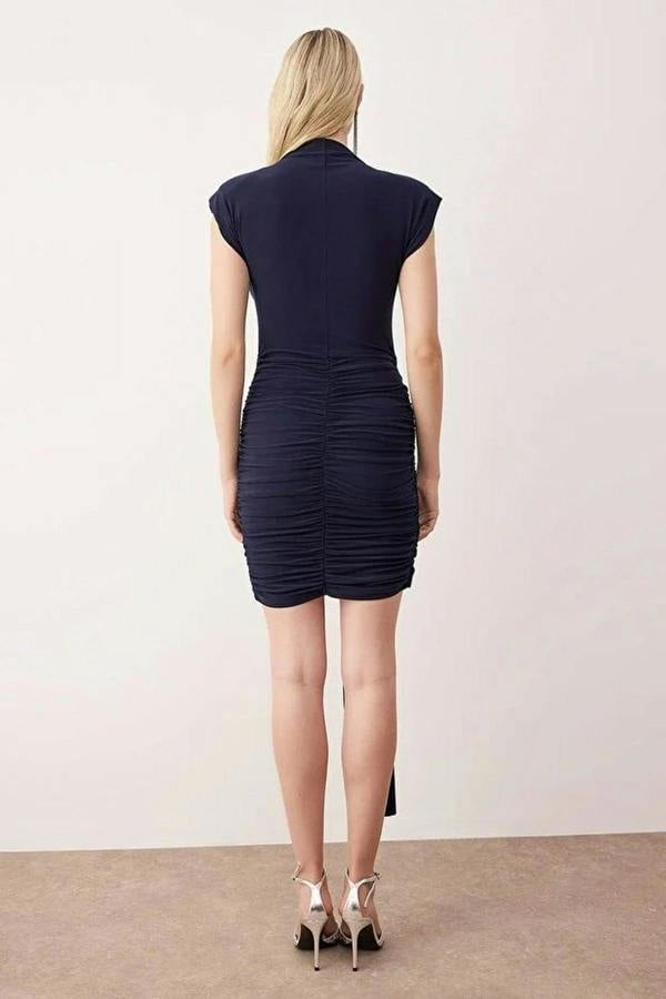 WOVCOR Knit Mini Unlined Dress with Accessory Detail
