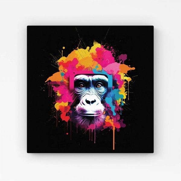 Warren Reed Multi Coloured Monkey Face Canvas