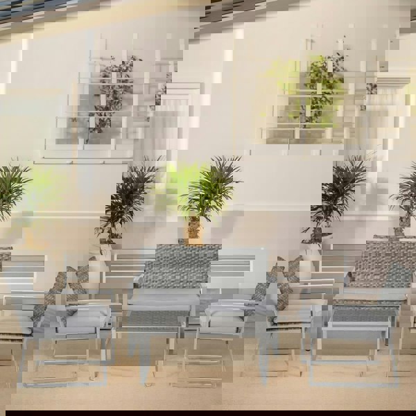 Rafaelo Mobilia Set of 4 PE Rattan Garden Bistro Furniture Set Grey