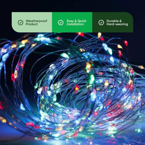 Gardenwize Pack of 2 20m Solar Multi-Coloured LED String Lights – 400 LEDs