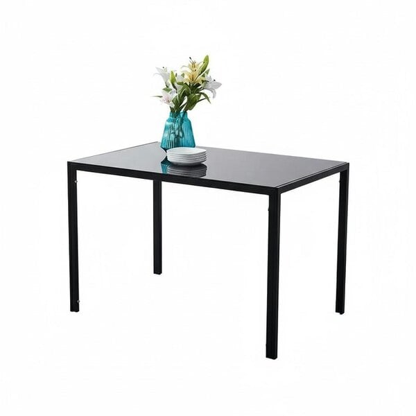Kosy Koala Modern Black Glass Dining Table Set with 4 Grey Dining Chairs Dining Room Furniture