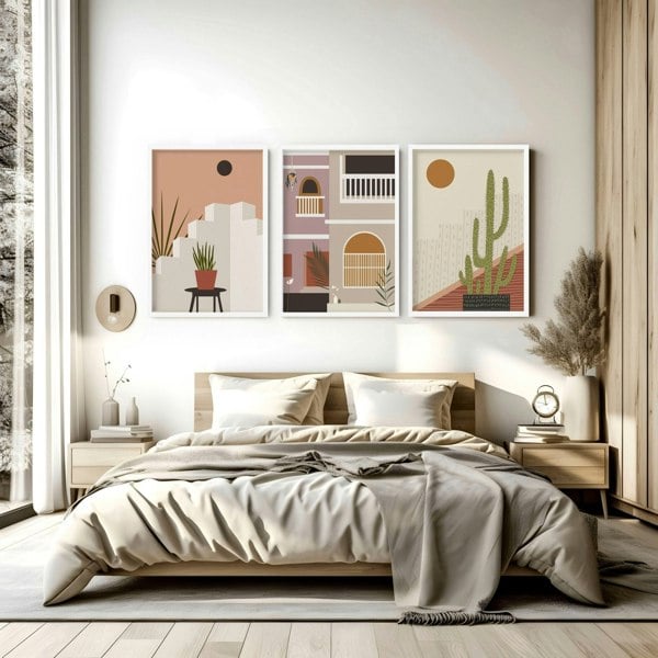 Framed prints for bedroom | set of 3 Bohemian wall art prints