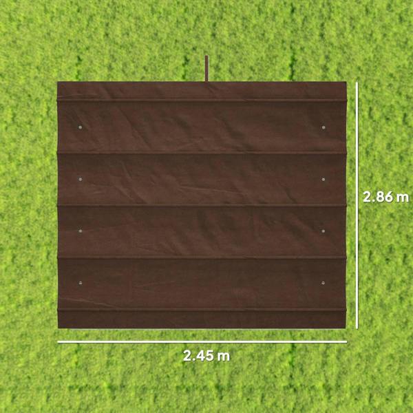 Brown retractable pergola roof shade top, 2.86 x 2.45 m fabric panel with grommets