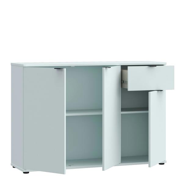 Furniture To Go Ganymede Wide 3 Door Cupboard with Drawer in Light Grey