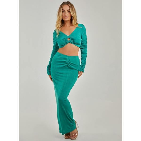 Pink Vanilla Shimmer Ruched Ring Detail Top