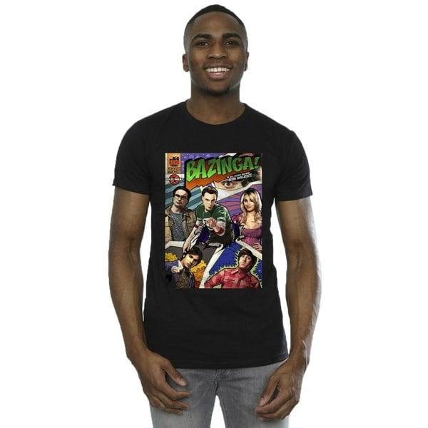 The Big Bang Theory Mens Bazinga Cover T-Shirt - Black