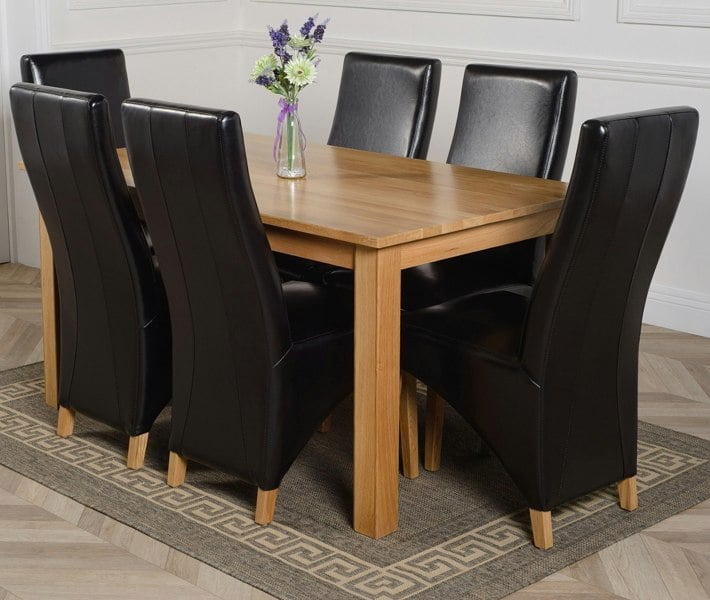 That's Furniture Oslo 150 x 90cm Medium Oak Dining Set with Lola Leather Chairs