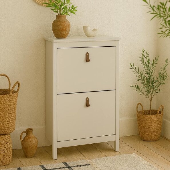 Wyld Haus Wildberry Cashmere Wooden Shoe Cabinet 2 Flip Down Doors
