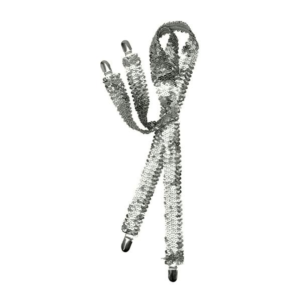 Bristol Novelty Unisex Adults Sequin Braces - Silver - 