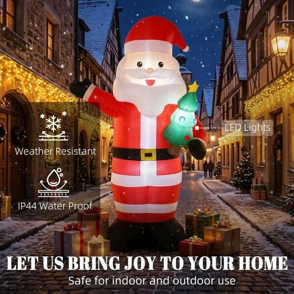 Bobobiy Inflatable Christmas Decoration, 8FT Christmas Inflatable Santa with Bright LED Light, Red