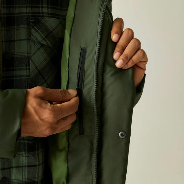 Regatta Mens Marek Longline Hybrid Jacket - Dark Khaki/Nephrite Green - Dark Khaki/Nephrite Green - 63% Polyester/37% Recycled Polyester