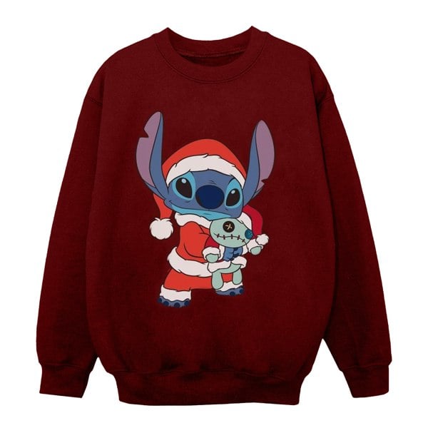 Disney Girls Lilo And Stitch Stitch Christmas Sweatshirt - Burgundy