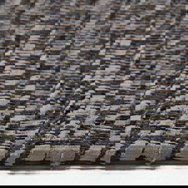 HOMESCAPES Recycled Leather Handwoven Herringbone Rug