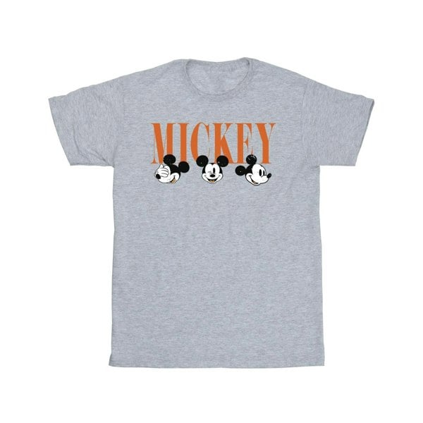 Disney Mens Mickey Mouse Faces T-Shirt - Sports Grey