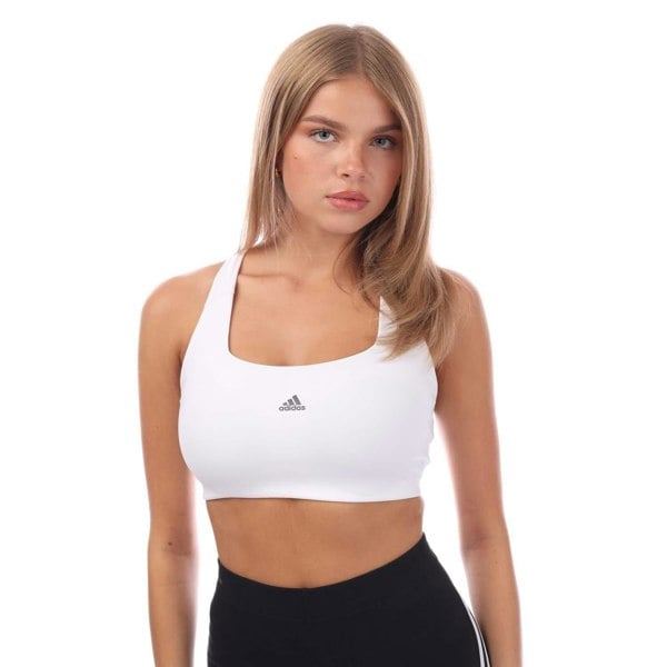 Adidas Women's Powerimpact Medium Support Training Sports Bra - White