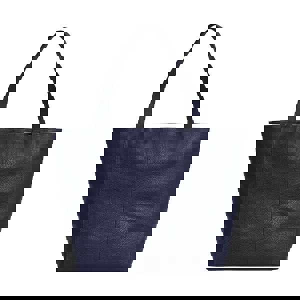 Assots London 'CORDER' Navy Pebble Grain Real Leather Oversized Tote Bag