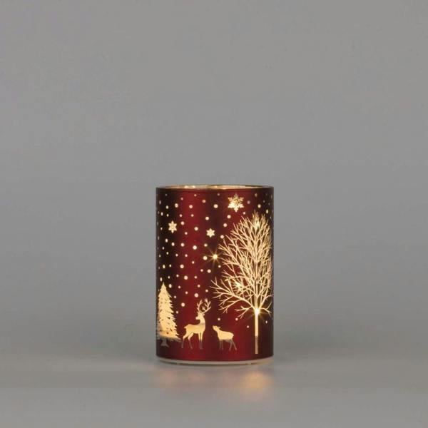 12cm Christmas LED Glass Vase Lamp with Warm White Lights and Gold Finish Interior image 2