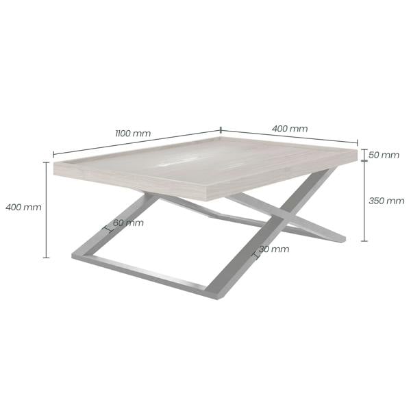 Wyld Haus Bergamo Aged Grey Oak Cross Leg Coffee Table