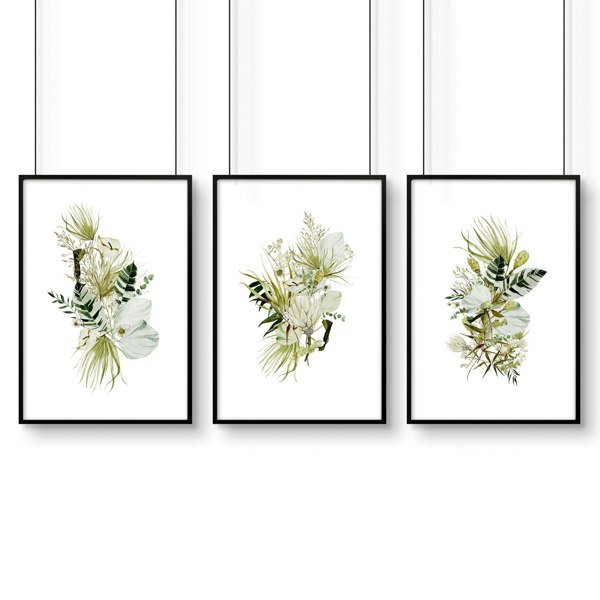 Botanical print wall art | set of 3 unique wall art for living room