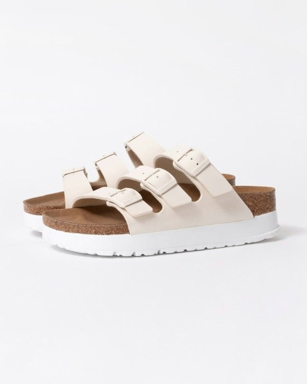 Birkenstock Papillio Florida III Womens Vegan Platform Sandals - Eggshell