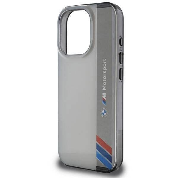 BMW Motorsport IML Vertical Stripe Case for iPhone 16 Pro 6.3" Grey - BMHCP16L23HTFEG