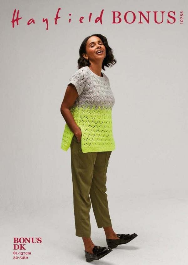Hayfield Bonus DK Knitting Pattern 10755, Tops for Women, 32 - 54 Inches - Intermediate