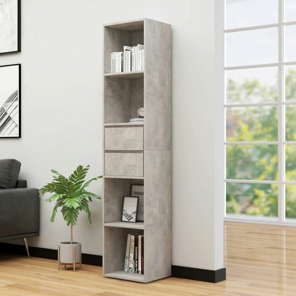 Berkfield Book Cabinet Concrete Grey 36x30x171 cm Engineered Wood