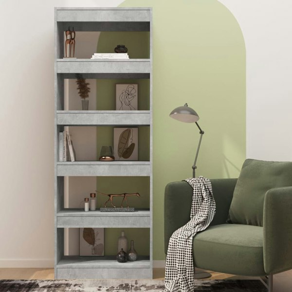 Berkfield Book Cabinet/Room Divider Concrete Grey 60x30x166 cm Engineered Wood